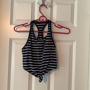 Striped crop top with built in bra